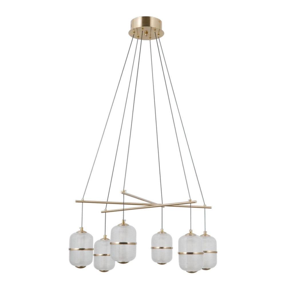 Sospensione ALANI Italux oro vetro 6 luci LED 32W