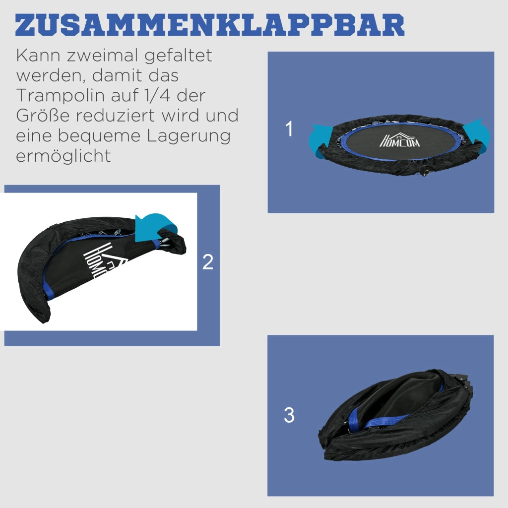Trampolino Fitness Pieghevole ¨C Zephmum ¨C Nero/Blu ?102x123H cm