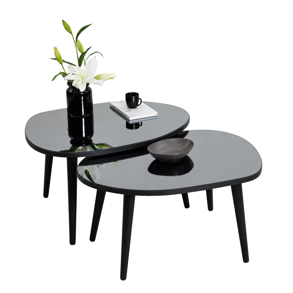 Cassiano, Tavolino da Salotto Piano in Vetro Temperato, 75x55x38h cm Nero