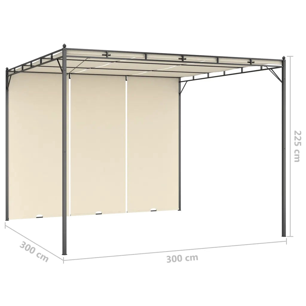 Gazebo da Giardino con Tenda Laterale-Tenda da giardino 3x3x2,25m Crema