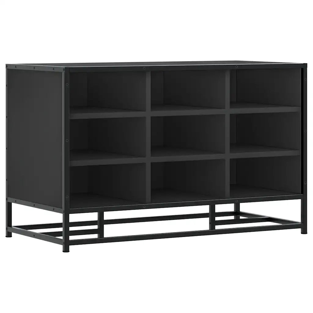 Scarpiera-Scaffale per scarpe Nera 84x40x53,5 cm in Truciolato e Metallo