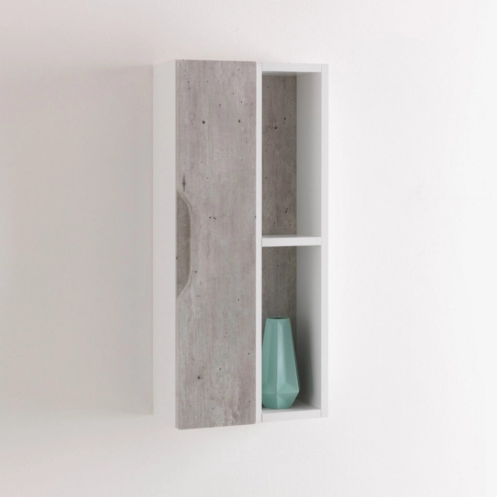 Pensile a Giorno 2 Vani da Soggiorno 17,5x16x78,2 cm TFT Belsk Bianco e Cemento