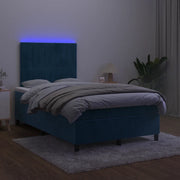 Letto a Molle Materasso e LED Blu Scuro 120x190 cm in Velluto 3270327