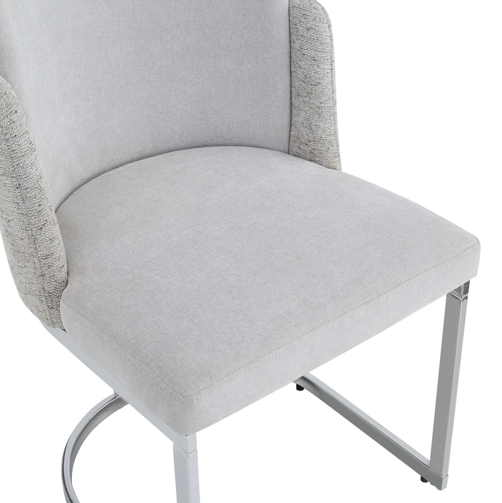 Set di 2 sedie in ciniglia con schienale doppio e gambe in metallo galvanizzato; grigio e argento