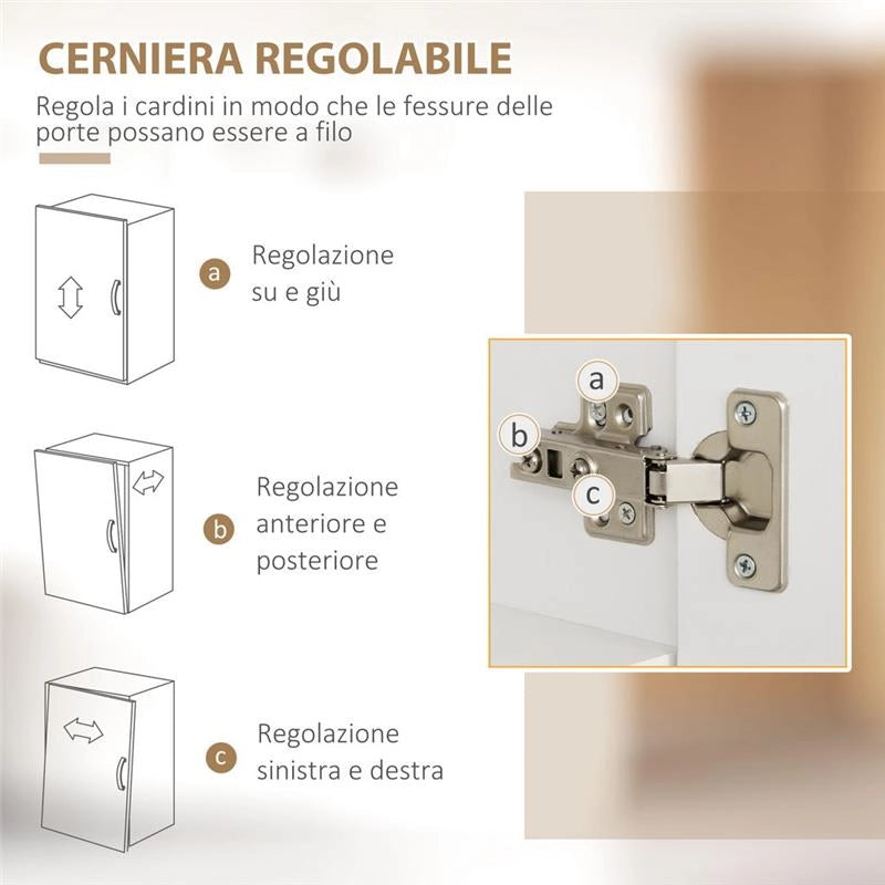 DISPENSA DA CUCINA IN TRUCIOLATO E MDF CON RIPIANI APERTI ARMADIETTI E CASSETTO 119X41X180 CM BIANCO