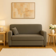 Divano fisso Andreia, Sofa da soggiorno moderno a 2 posti in tessuto , con braccioli e 2 cuscini inclusi, Made in Italy, Cm 125x73h85, Grigio