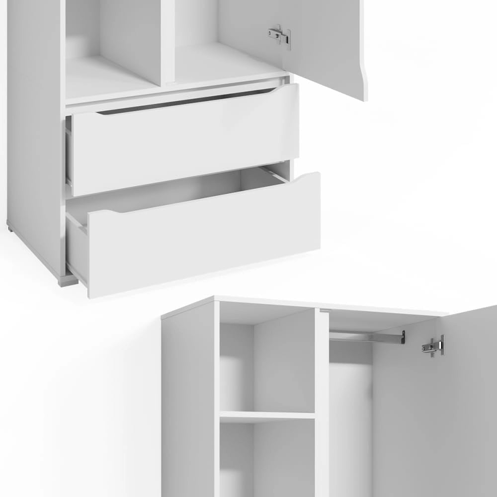 Armadio multifunzione Ruben, Bianco, 80 x 189.9 cm, per la conservazione di abiti e combinabile con i mobili Ruben