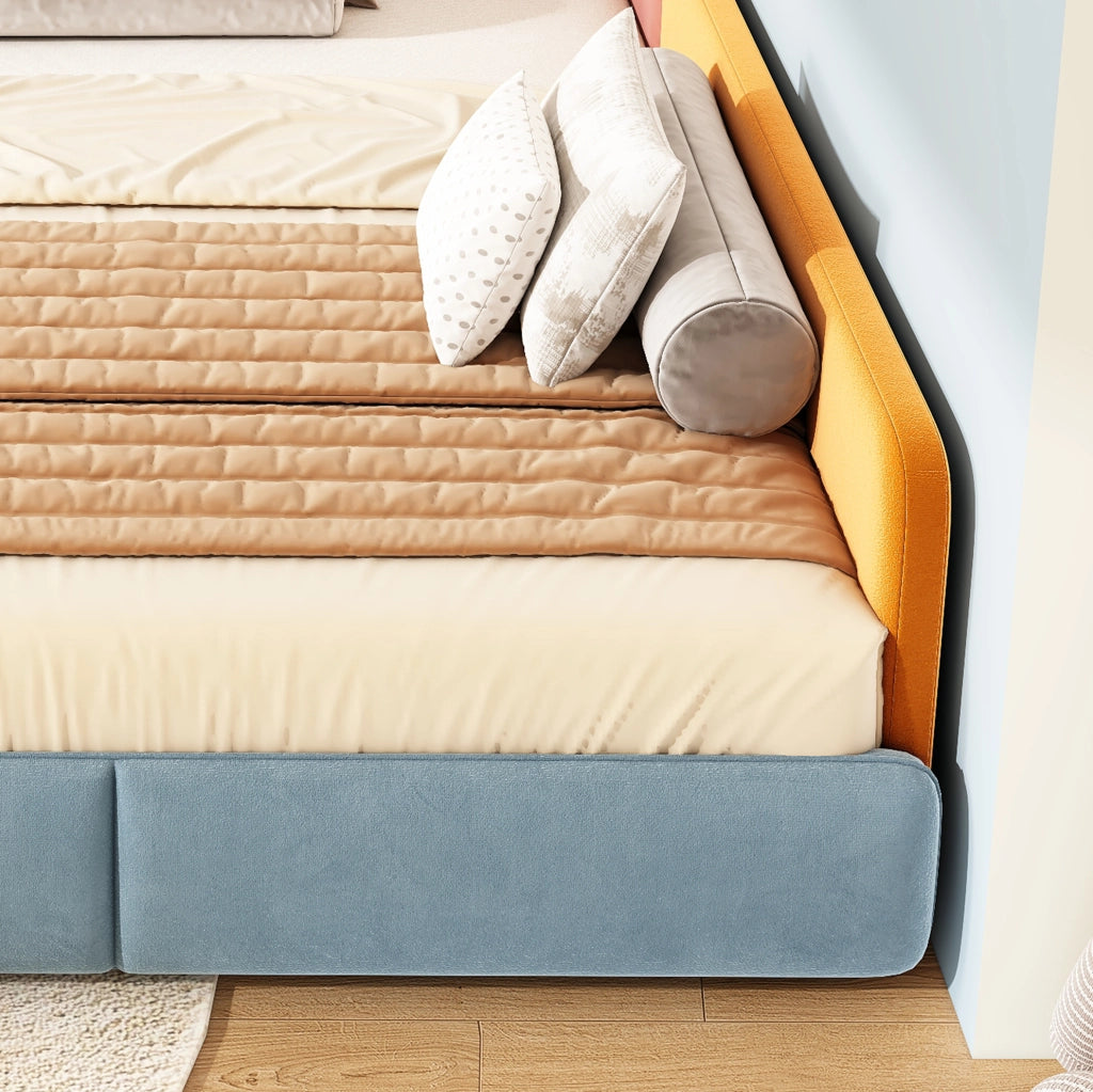 Letto imbottito per bambini 140x200 cm con sponde laterali rialzate