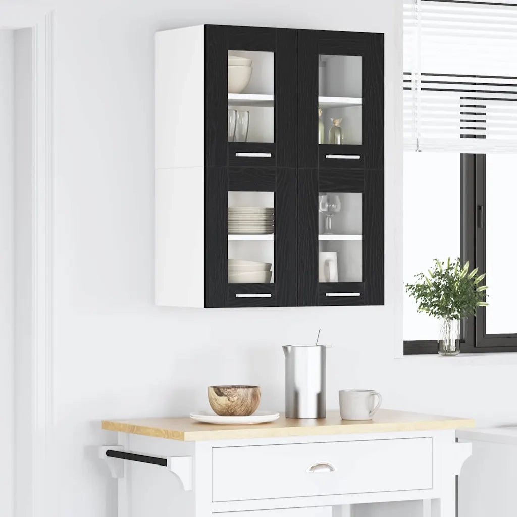 Armadio pensile con porta 2 pcs Rovere Nero 60 x 31 x 40 cm
