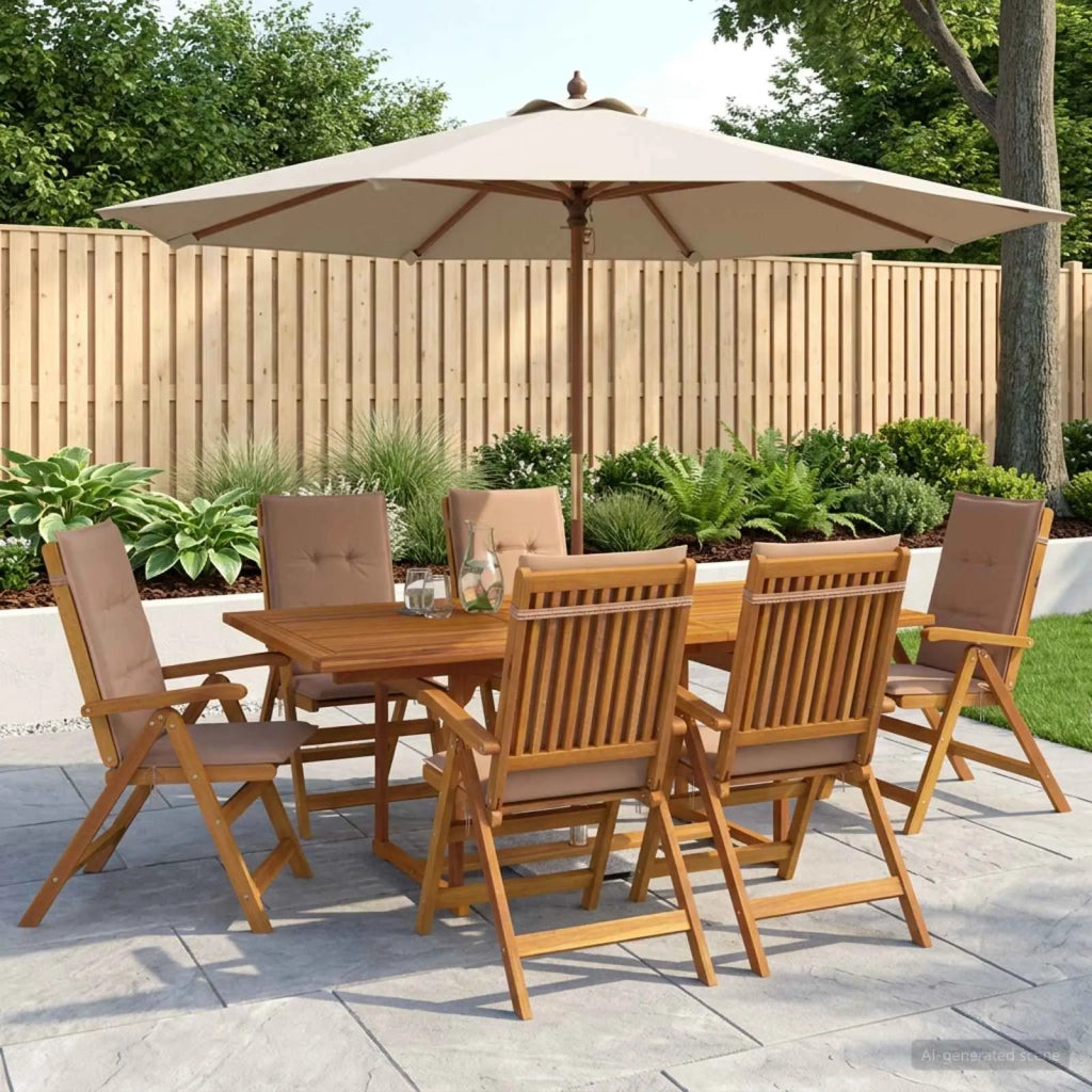 Set da pranzo da giardino 7 pezzi Naturale 3434503