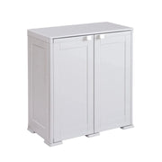 ARMADIO 2 ANTE GRIGIO 79X43X85,5 CM CON 3 RIPIANI – MOBILE COMPATTO ORGANIZZAZIONE CASA PER INGRESSO E LAVANDERIA