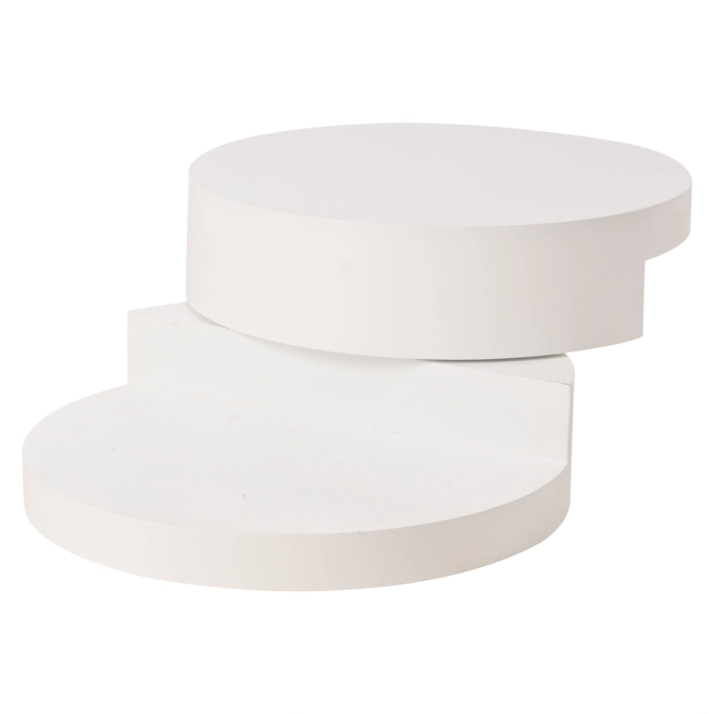 TAVOLINO DA CAFFÈ Rotondo Girevole 70x70x35,5 cm MDF Bianco con LED