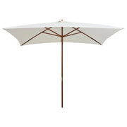 Ombrellone con palo in legno 200 x 300 cm bianco crema 02_0008138