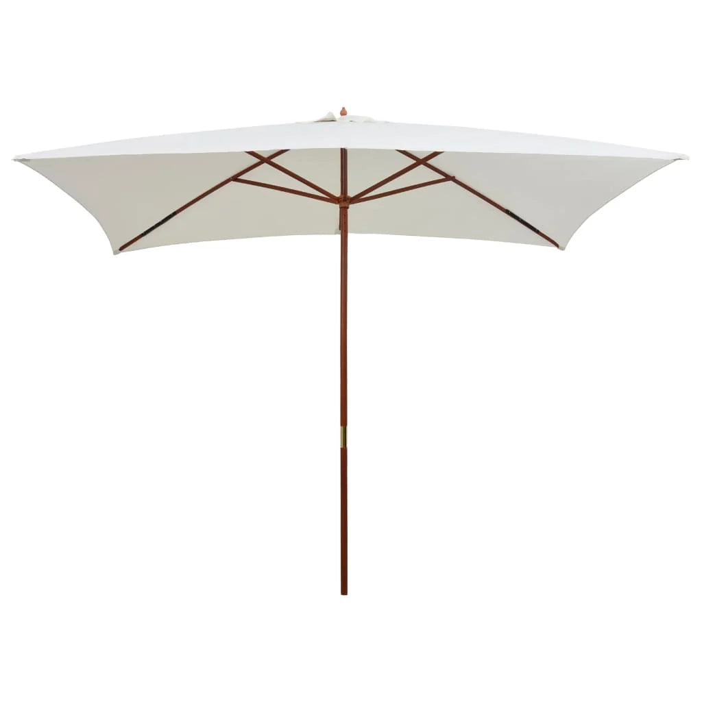 Ombrellone con palo in legno 200 x 300 cm bianco crema 02_0008138