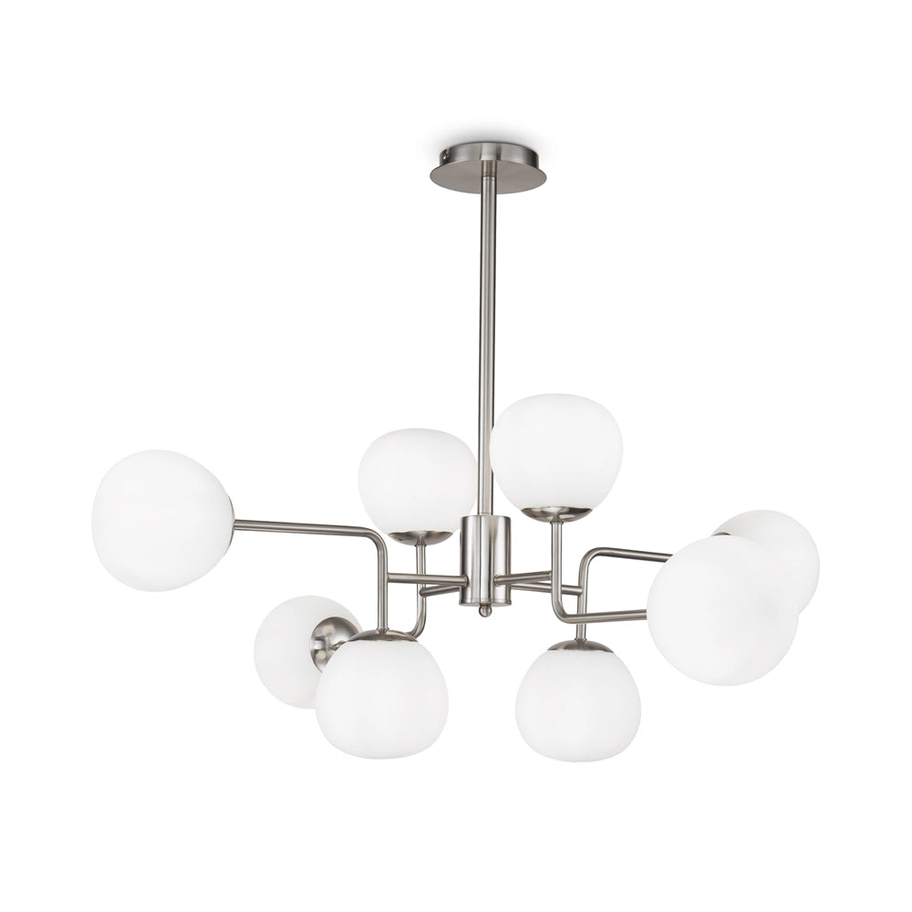Lampada a sospensione Maytoni Erich nichel 8xE14 bianco