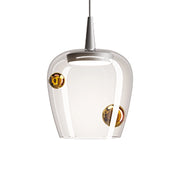 Zafferano Lampada a sospensione Bilia 230V LED 8W 2700K in vetro borosilicato soffiato a bocca, finitura Alluminio e Bronzo, diametro 18 cm