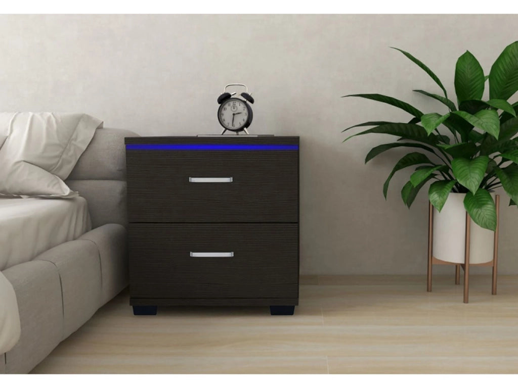 Comodino a LED "Karina" - 41 x 38 x 41,5 cm - Nero