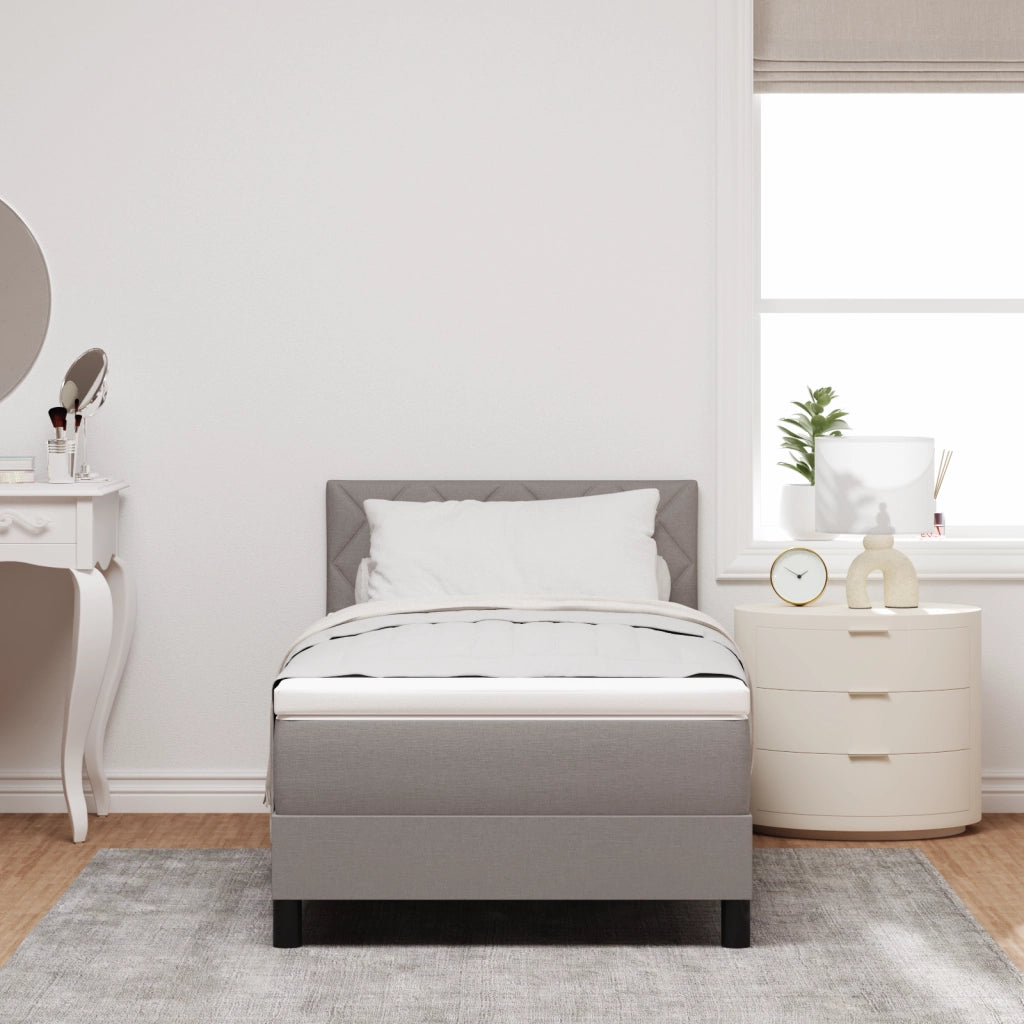 Letto Box Spring con Materasso Taupe 100x200 cm Tessuto