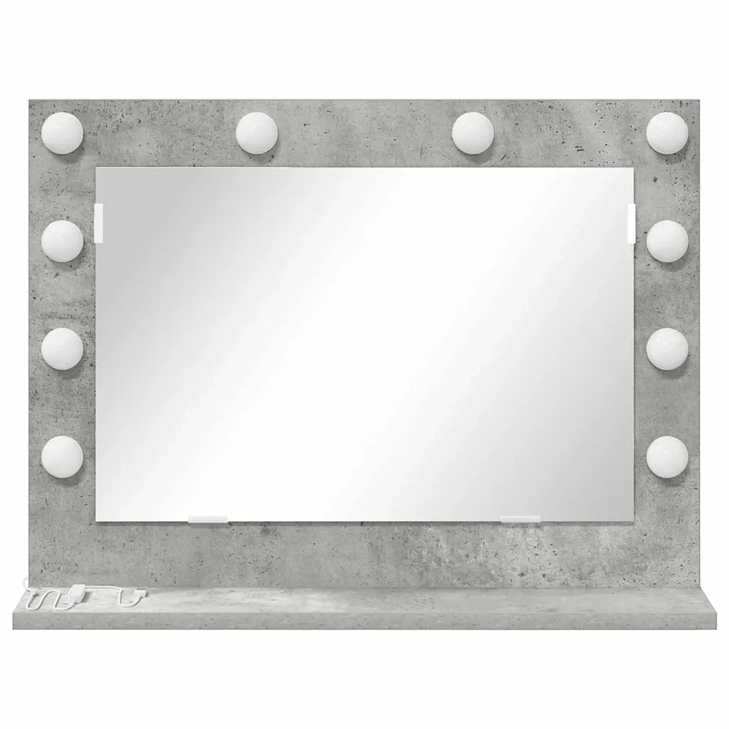 Specchio da Vanità Rettangolare Grigio cemento 60 x 45 x 18 cm 868312