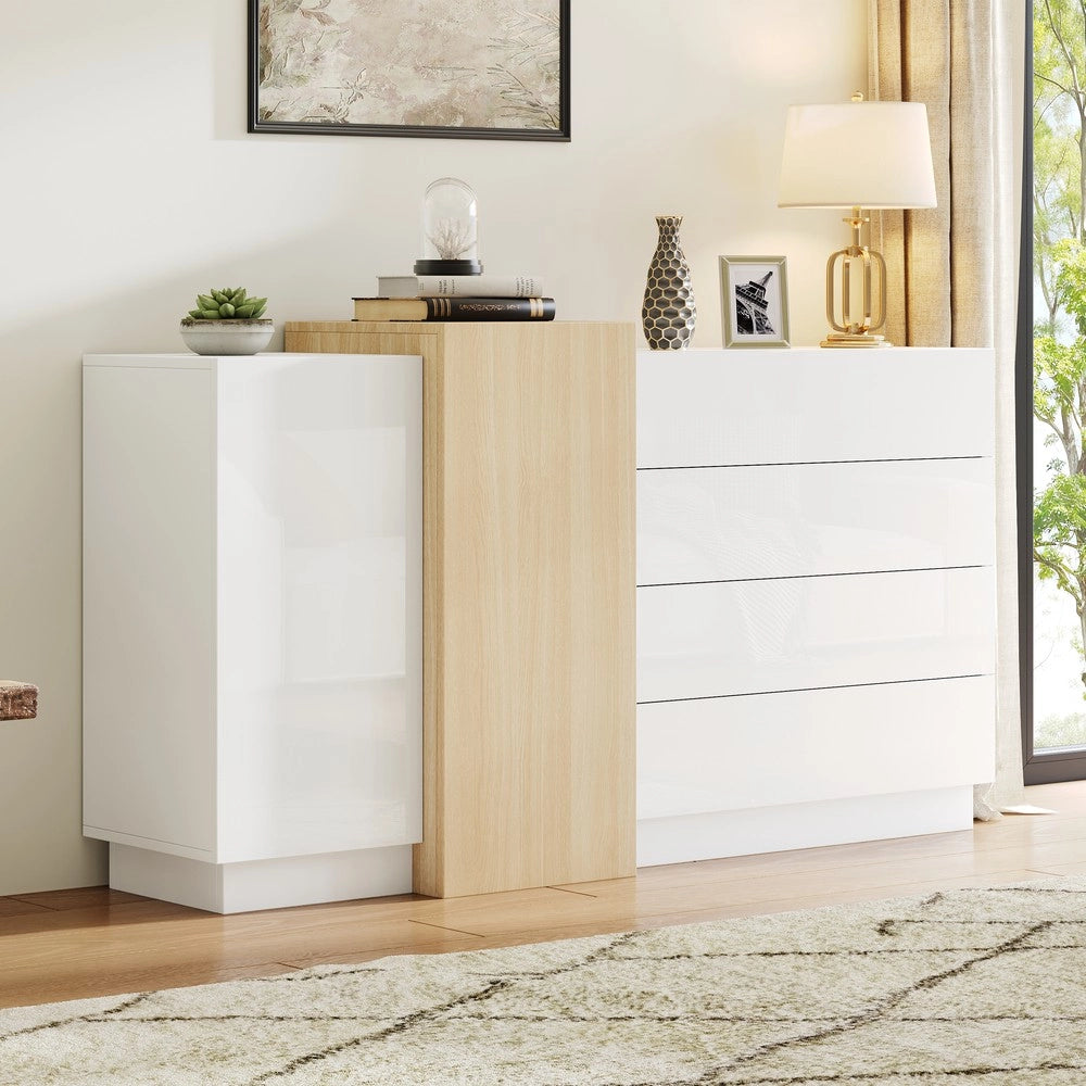 Credenza Moderna Lucida ¨C MINIMAL ¨C Bianco, Legno