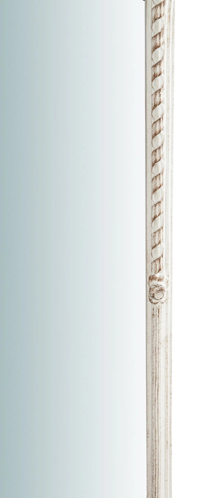 Biscottini Specchiera da parete verticale/orizzontale in legno finitura bianco anticato L34xPR5xH87 cm Made in Italy