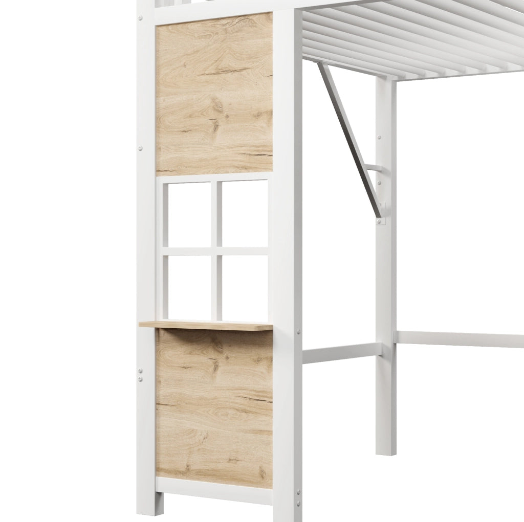 Letto a soppalco 140x200 cm con scala contenitore e area gioco