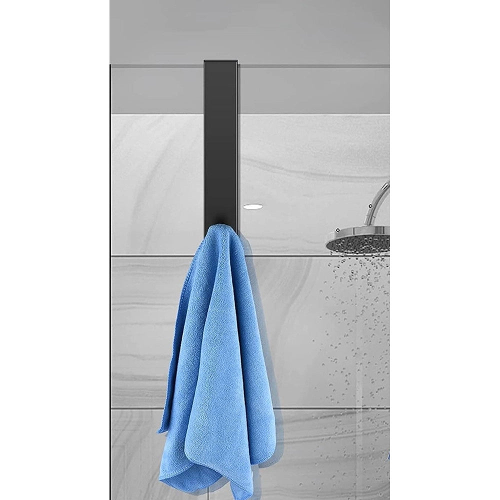 Trade Shop - Gancio Per Box Doccia Appendi Asciugamano Accappatoio Bagno 4 X 18 Cm Nero 87770 -
