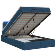 Letto Ottomano con Materasso e LED Blu 120 x 190 cm Tessuto 3458061