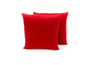 Coppia Cuscini Arredo Imbottiti Tessuto Ottoman In Tinta Unita Colore Rosso 20 - 50x50 - Rosso 20