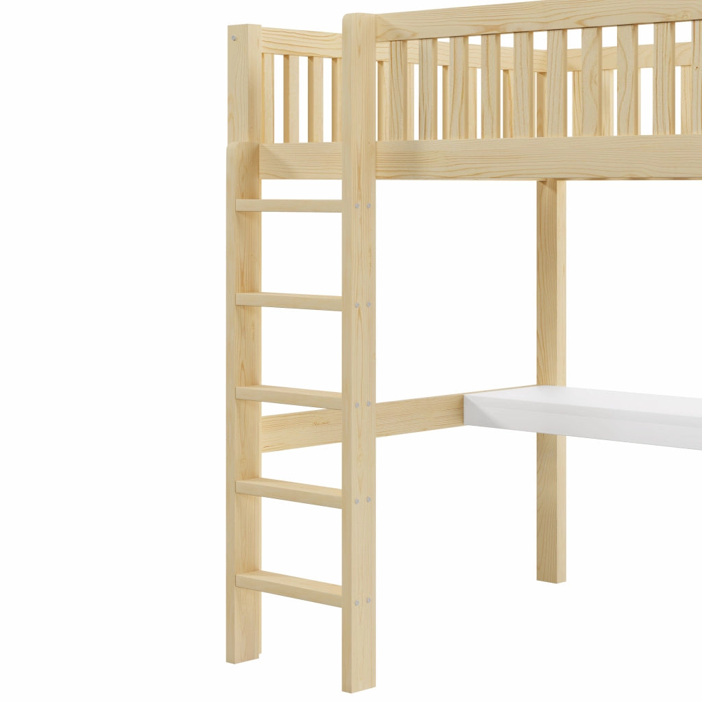 LETTO a soppalco con scrivania e armadio 140x200 cm Naturale