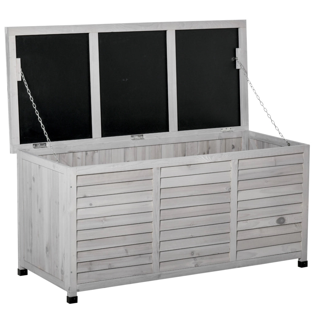 Baule da Esterno in Legno con Coperchio ¨C Zephmum ¨C Grigio 127x56x60 cm