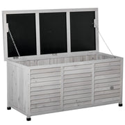 Baule da Esterno in Legno con Coperchio ¨C Zephmum ¨C Grigio 127x56x60 cm