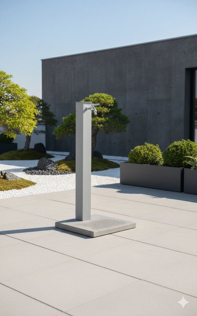 Fontana da Giardino con Rubinetto e Base in Cemento Belfer 42/QBM Alluminio