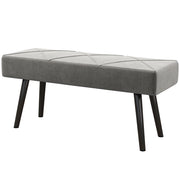 Panca Imbottita Fondoletto 100x36x45 cm in Tessuto Effetto Velluto e Acciaio Grigio