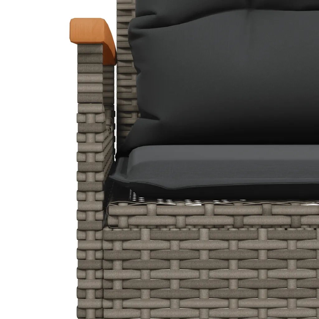 Set Divani da Giardino 3 pz | Set Salotto da Giardino con Cuscini Grigio in Polyrattan