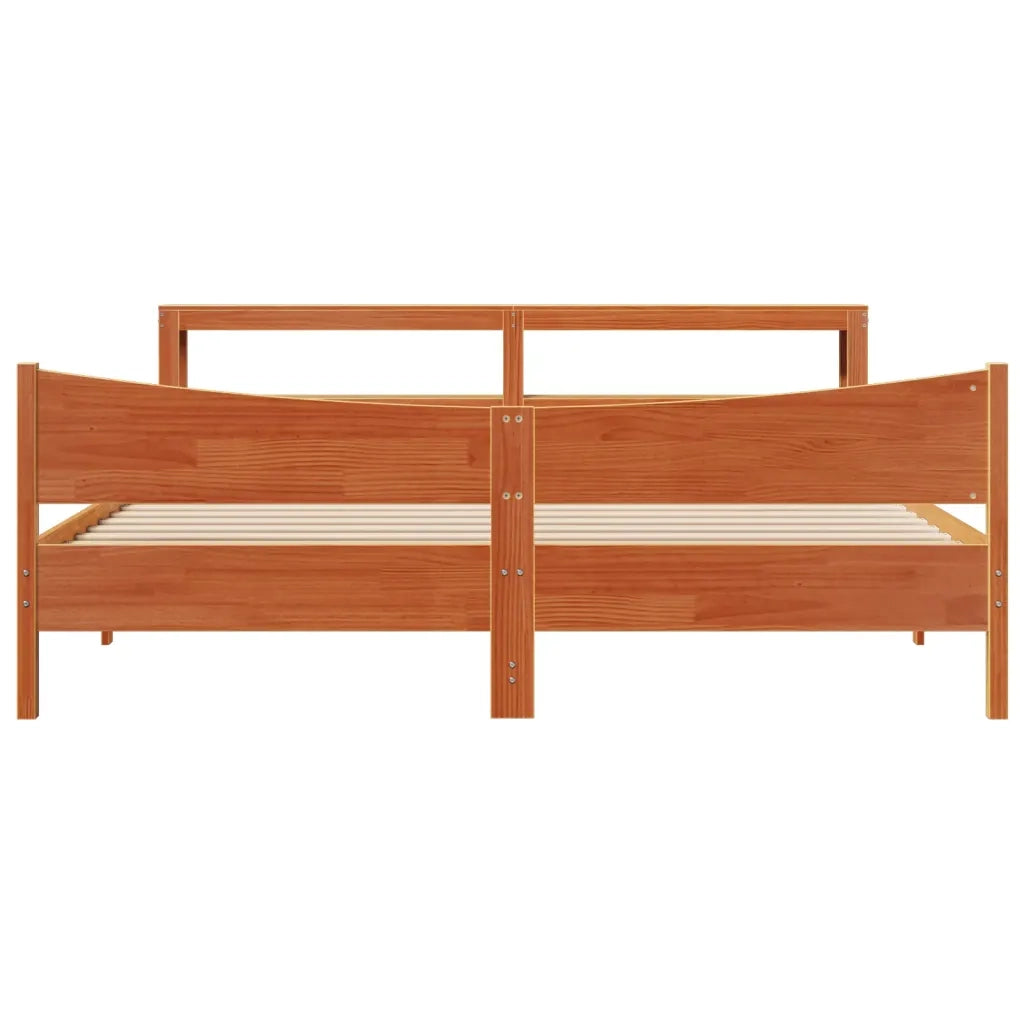 Giroletto con Testiera Marrone Cera 200x200 cm Massello Pino 3306293