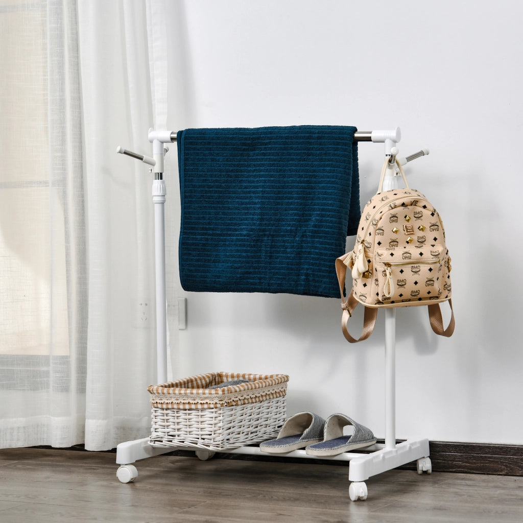 Appendiabiti con ruote ¨C zephmum ¨C bianco, 4 ruote, regolabile in altezza