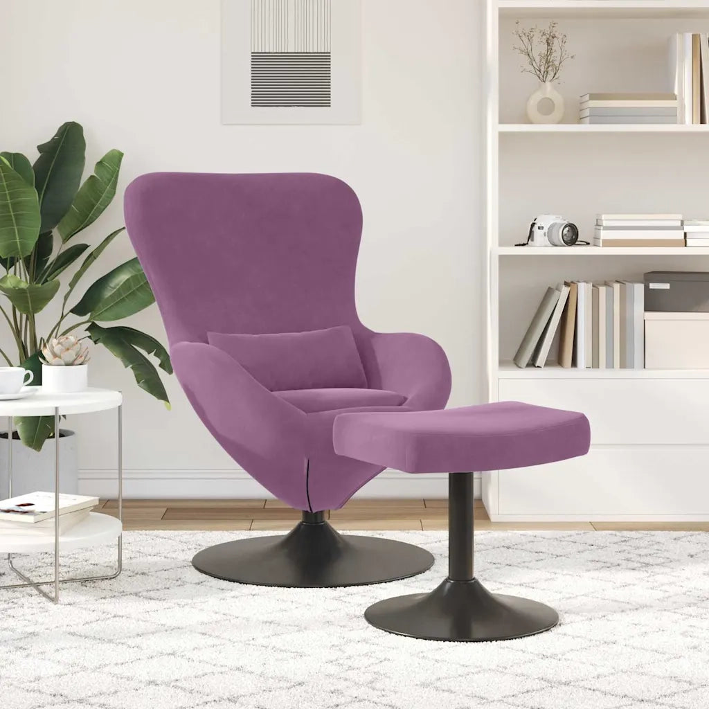 Sedia Egg con Pouf Viola Velluto 42002754