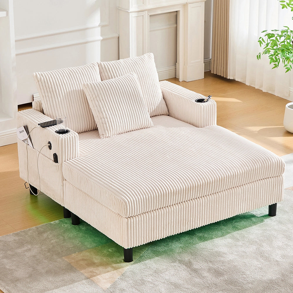 Poltrona letto con porta bicchieri e USB - Xylo - Illuminazione LED integrata