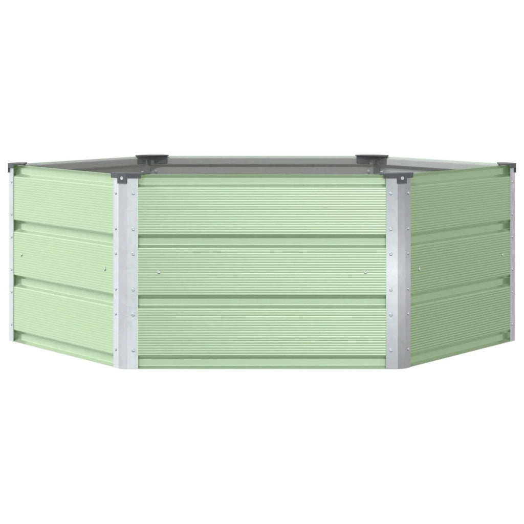 Fioriera da giardino esagonale moderna 129 x 129 x 45 cm in acciaio verde pastello 02_0059254