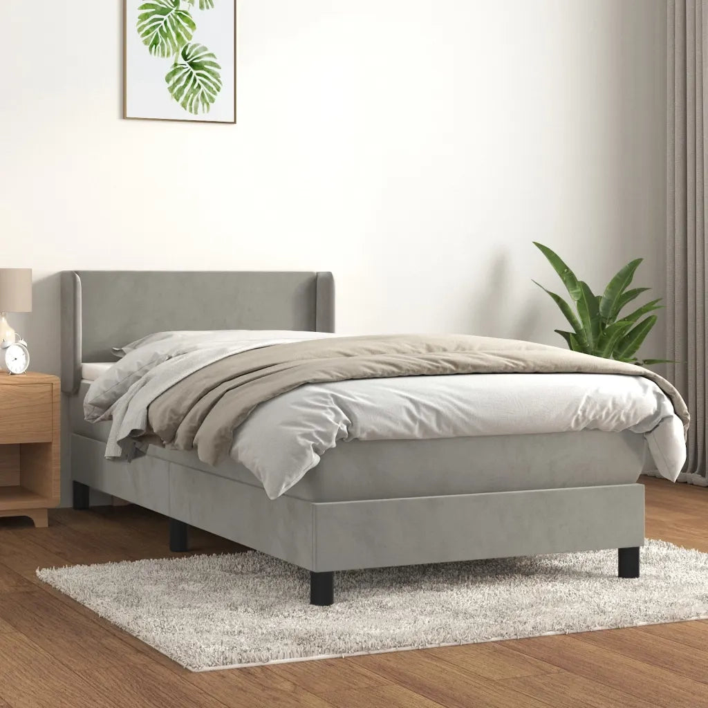 Giroletto a Molle con Materasso-Struttura Letto con Materasso Grigio Chiaro 100x200cm Velluto 874136