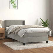 Giroletto a Molle con Materasso-Struttura Letto con Materasso Grigio Chiaro 100x200cm Velluto 874136