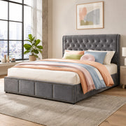 LETTO Contenitore 180x200 cm Velluto Grigio senza materasso