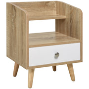 Comodino Salvaspazio Mobiletto con Cassetto e Mensola in Legno 37x30x48cm