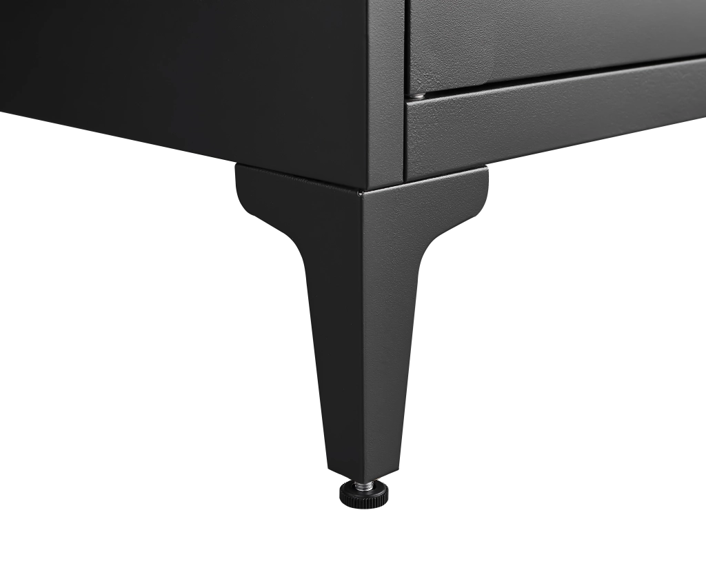Credenza alta con 2 ante e 4 ripiani regolabili per cucina in metallo nera