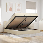 Pouf Letto con Materasso e LED Crema 180x200cm in Tessuto 3312414
