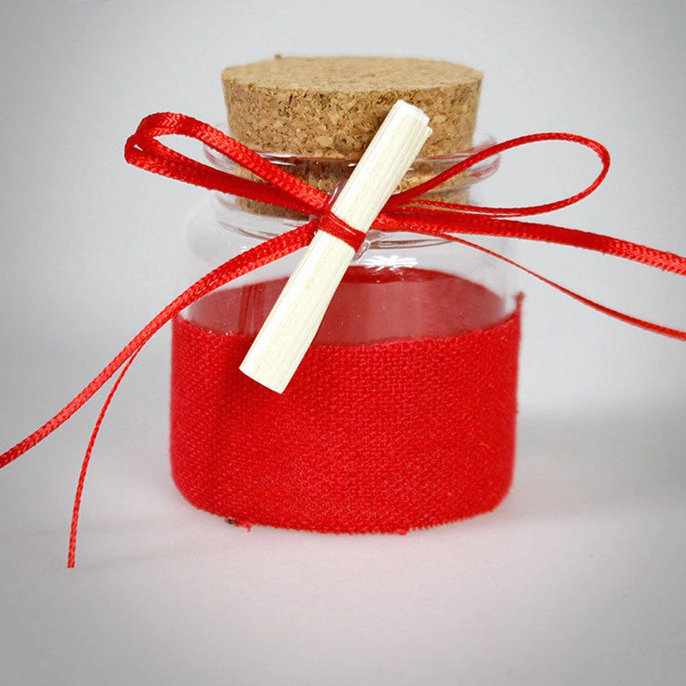 Trade Shop - Barattolo Ampolla Vetro Con Tappo Sughero Portaconfetti Bomboniera Laurea Rosso -