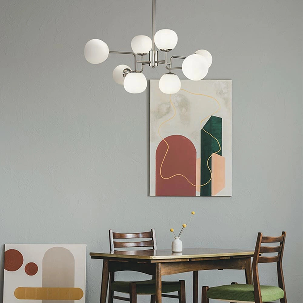 Maytoni Lampadario contemporaneo Erich 8 luci E14 nichel metallo diffusore vetro