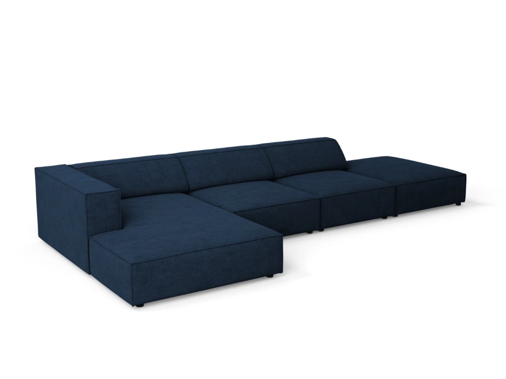 Cosmopolitan Design - Divano angolare sinistro "Arendal" 5 posti in ciniglia con effetto a coste blu reale 