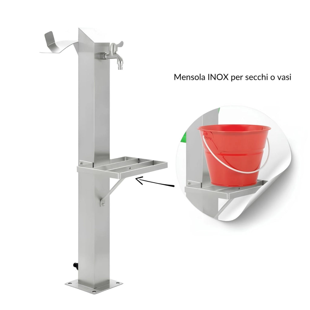 Fontana da giardino a colonna esterno magnolia acciaio inox spazzolato h 95 cm *** confezione 1